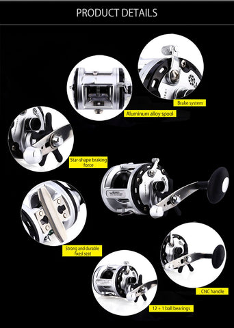 Jca200/jca300/jca400/jca500 12 + 1bb carretel de pesca de metal fiação trolling carretel enfrentar jca série ferramenta para carretel de pesca