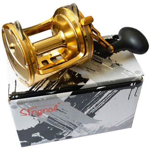 Singnol High-end Full Metal Gold ACT351 Drum Reels Casting Large Model Big Fish Trolling Wheel Deep Sea Iron Boat Fishing Reel