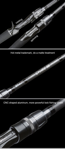 Obei Spurs 1.98m 2.28m 2.58 3 section bait casting fishing rod travel ultra light casting spinning boat lure 7g-55g M/ML/MH Rod