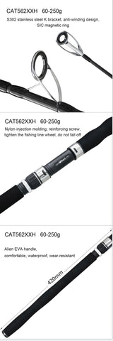Obei Spurs 1.98m 2.28m 2.58 3 section bait casting fishing rod travel ultra light casting spinning boat lure 7g-55g M/ML/MH Rod