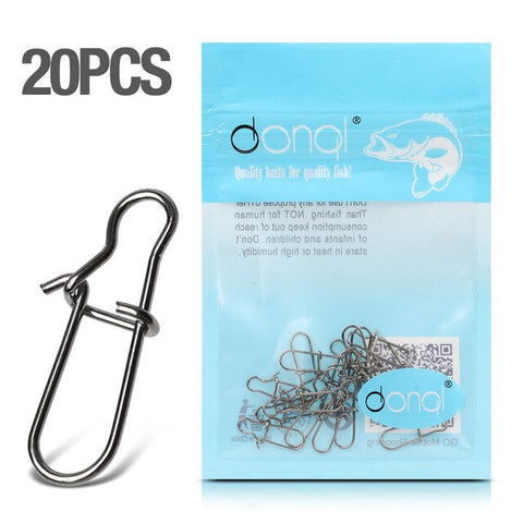 DONQL 20/50/100pcs Fast Clip Lock Fishing Connector Stainless Steel Safety Pin Swivel Fishing Tackle Tool for Lures Fishhooks