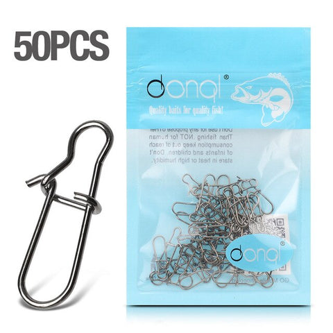 DONQL 20/50/100pcs Fast Clip Lock Fishing Connector Stainless Steel Safety Pin Swivel Fishing Tackle Tool for Lures Fishhooks