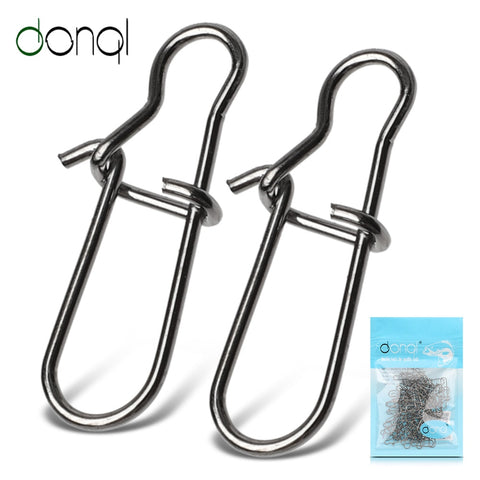 DONQL 20/50/100pcs Fast Clip Lock Fishing Connector Stainless Steel Safety Pin Swivel Fishing Tackle Tool for Lures Fishhooks
