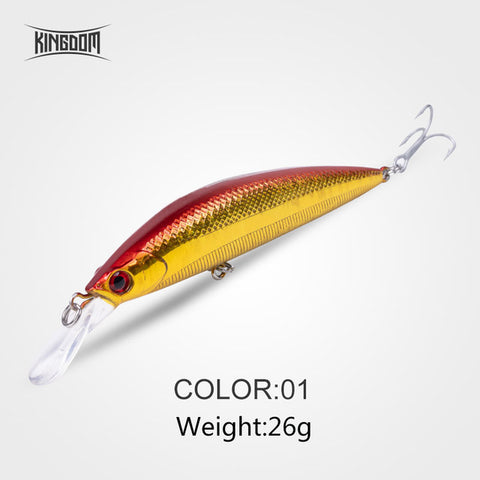 Kingdom Sea Fishing Lures 11g 26g JERKBAIT Hard Lure Sinking and Suspend Wobblers Minnow Depth 0.4-1.2m Bass Pike Bait VMC Hooks