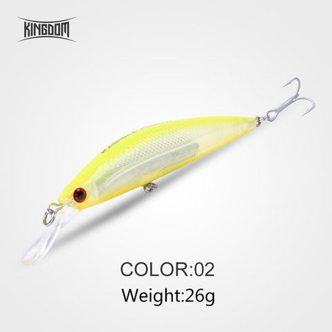Kingdom Sea Fishing Lures 11g 26g JERKBAIT Hard Lure Sinking and Suspend Wobblers Minnow Depth 0.4-1.2m Bass Pike Bait VMC Hooks