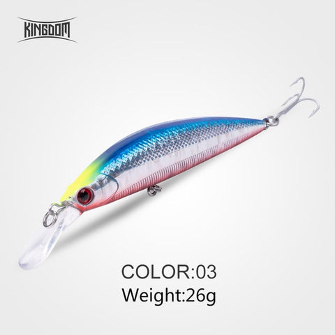 Kingdom Sea Fishing Lures 11g 26g JERKBAIT Hard Lure Sinking and Suspend Wobblers Minnow Depth 0.4-1.2m Bass Pike Bait VMC Hooks