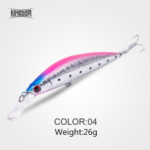 Kingdom Sea Fishing Lures 11g 26g JERKBAIT Hard Lure Sinking and Suspend Wobblers Minnow Depth 0.4-1.2m Bass Pike Bait VMC Hooks