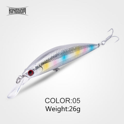 Kingdom Sea Fishing Lures 11g 26g JERKBAIT Hard Lure Sinking and Suspend Wobblers Minnow Depth 0.4-1.2m Bass Pike Bait VMC Hooks
