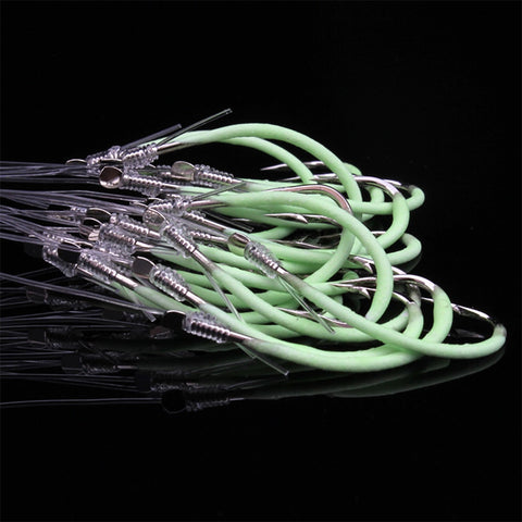 30 Pcs Fishing Hook Carbon Steel Portable Fishing Tools Fluorescent Reliable Luminous Fishing Tackle Practical With Barbed Line