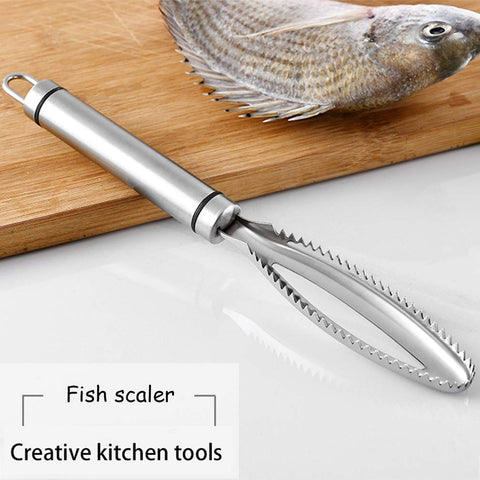 Stainless Steel Fish Scale Scraper Shaver Fish Skin Brush Cleaner Double Racks Fishing Cleaning Tool Kitchen Accessories
