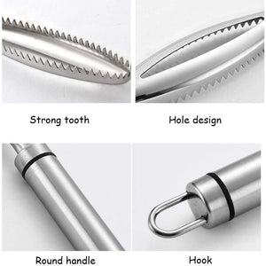 Stainless Steel Fish Scale Scraper Shaver Fish Skin Brush Cleaner Double Racks Fishing Cleaning Tool Kitchen Accessories