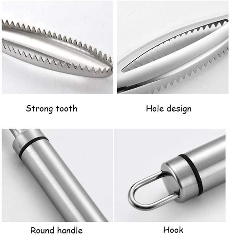 Stainless Steel Fish Scale Scraper Shaver Fish Skin Brush Cleaner Double Racks Fishing Cleaning Tool Kitchen Accessories
