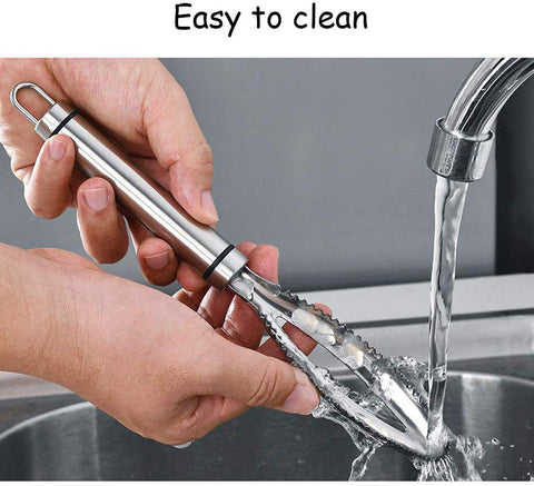 Stainless Steel Fish Scale Scraper Shaver Fish Skin Brush Cleaner Double Racks Fishing Cleaning Tool Kitchen Accessories