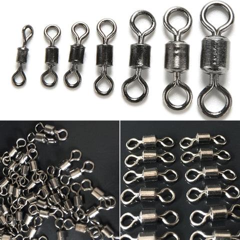 100Pcs Ball Bearing Swivel Solid Rings Fish Connector Round 8 Shape Eye Rolling Swivels Rig Sea Carp Fishing Tools #22