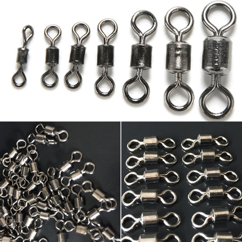 100Pcs Ball Bearing Swivel Solid Rings Fish Connector Round 8 Shape Eye Rolling Swivels Rig Sea Carp Fishing Tools #22