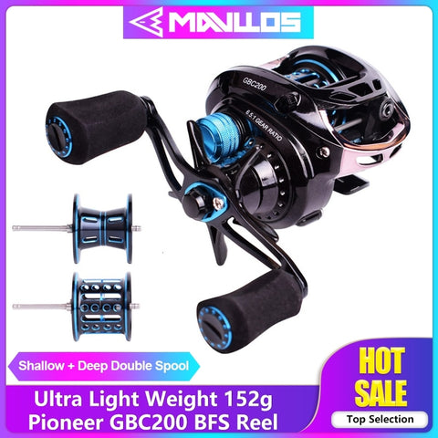 Mavllos Pioneer GBC200 152g BFS Fishing Baitcasting Reel Left Right Hand 2 Metal Spool Ultra Light Bait Casting Fishing Reel
