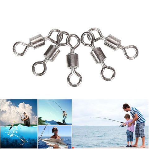 50pcs Fishing Swivels Rolling Connector High Quality 8 Word  Solid Ring Fish Tool Link Fishing Button Sea Fishing Hook Connector