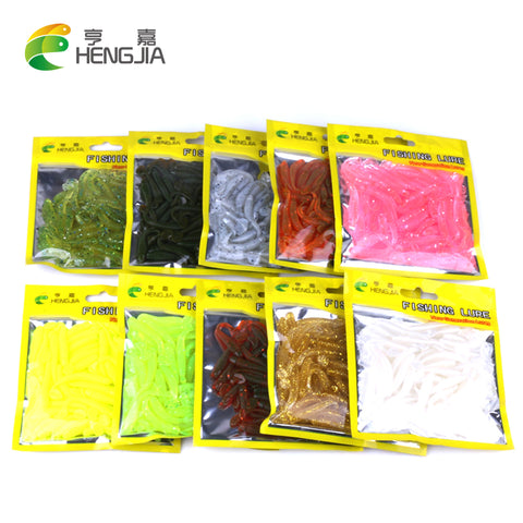 Hengjia 50pcs fake bait Wobbler Soft Jigging floating T fish Bionic isca Artificial fishing Lure fly  silicone bait Worms