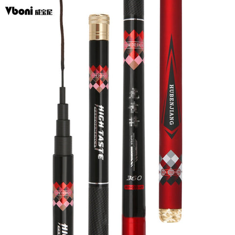 High Quality Super Hard  Powerful hand pole Telescopic Fishing Rod Carbon Fiber freshwater carp fishing3.6m/4.5 m/5.4m/6.3mVboni