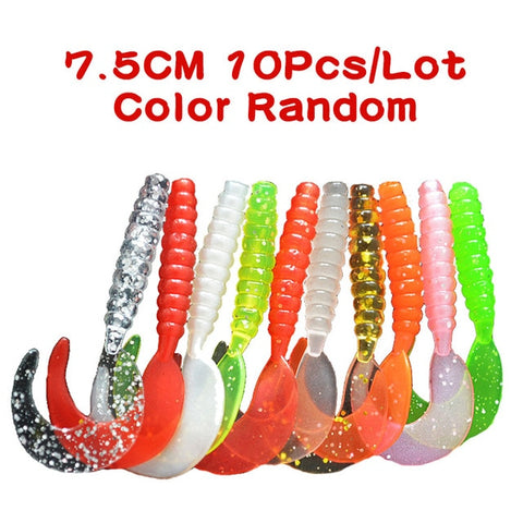 Free Shipping Artificial Soft Fishing Lure Shad Silicone Worm Bait Set Easy Shiner Lure Kit Strong Flshy Smell YU018