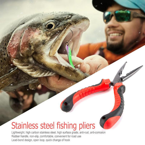7 / 9in Stainless Steel Fishing Pliers Red Sea Fishing Scissors Braid Swivel Snap Hook Tools Anti-rust Split Ring Cutters Pesca