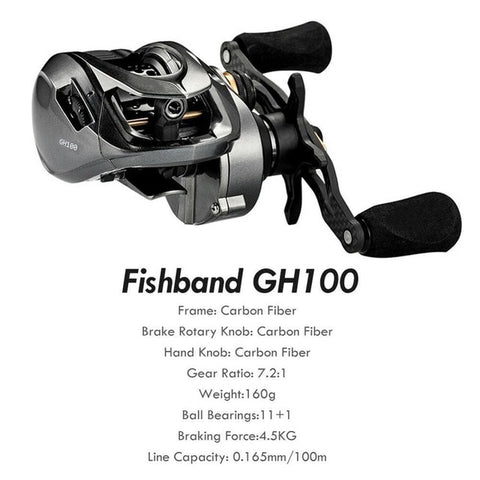 Fishing Reel GH100 GH150 7.2:1 Carp Baitcast Casting PW100 Fishing Reels Long-range Throwing Magnetic Brake Anti-explosive Line