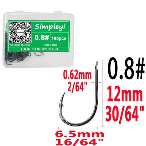 100pcs/1box Fishing Hooks Set High Carbon Steel Single Fishhook Fly Fishing Jip Barbed Carp Hooks Sea Tackle Accessories Tool