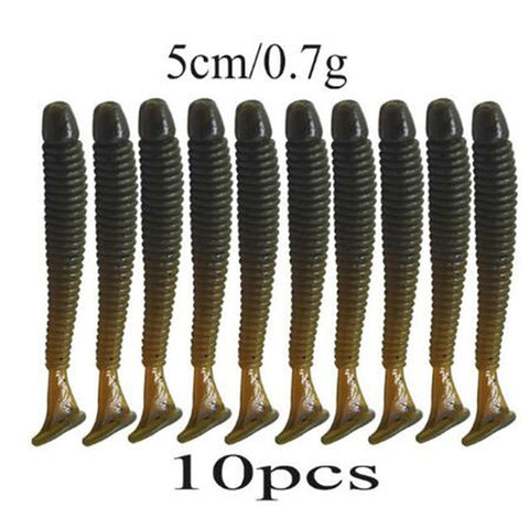 Proleurre 10pcs/lot 50mm 0.7g Soft Rubber Bait Fishing Lure Jig Wobbler Soft Worm Carp Fishing Bait Artificial Silicone Swimbait