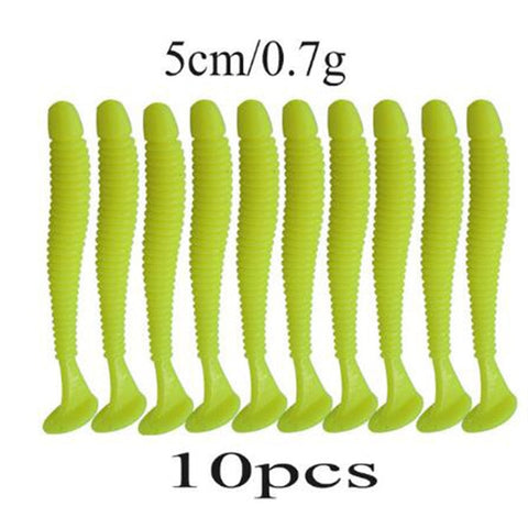 Proleurre 10pcs/lot 50mm 0.7g Soft Rubber Bait Fishing Lure Jig Wobbler Soft Worm Carp Fishing Bait Artificial Silicone Swimbait