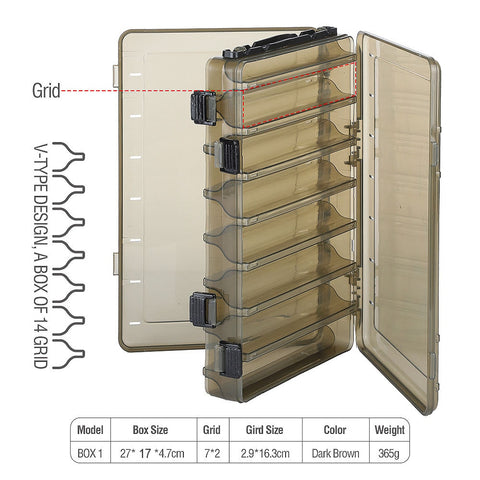 DONQL Fishing Box for Baits Double Sided Plastic Lure Boxes Fly Fishing Tackle Storage Box Supplies Accessories High Strength
