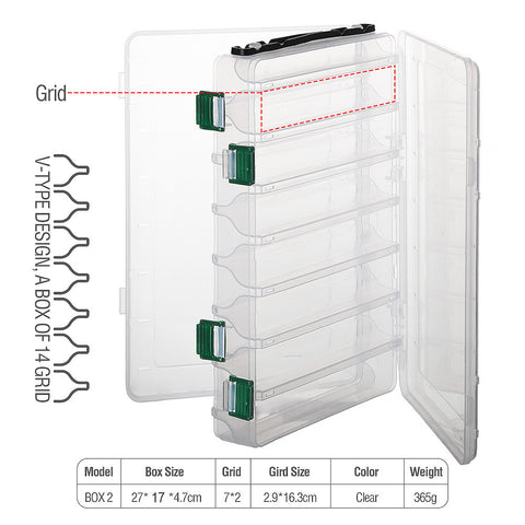 DONQL Fishing Box for Baits Double Sided Plastic Lure Boxes Fly Fishing Tackle Storage Box Supplies Accessories High Strength