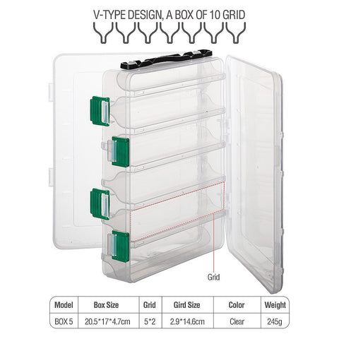 DONQL Fishing Box for Baits Double Sided Plastic Lure Boxes Fly Fishing Tackle Storage Box Supplies Accessories High Strength