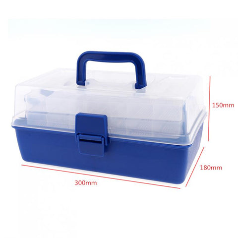 Portable 30*18*15cm Multifunctional 3 Layers Big Fishing Tackle Lures Lines Hooks Storage Box with Durable Plastic
