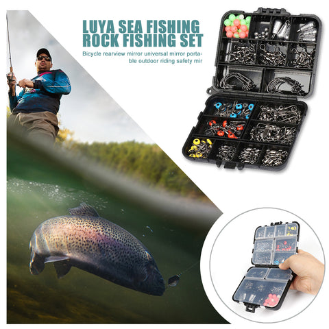 170pcs/set Fishing Tackle Storage Cases Boxes Lure Carp Fishing Rolling Swivels Lead Sinker Connector Angling Supplies