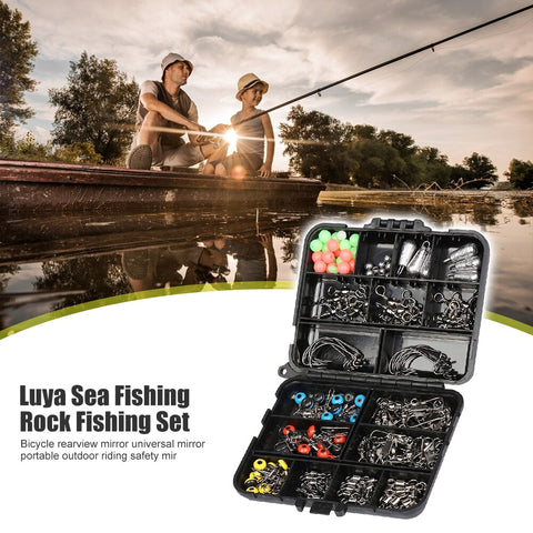 170pcs/set Fishing Tackle Storage Cases Boxes Lure Carp Fishing Rolling Swivels Lead Sinker Connector Angling Supplies