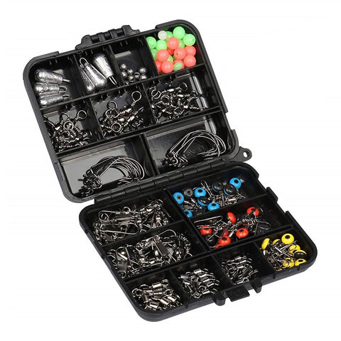170pcs/set Fishing Tackle Storage Cases Boxes Lure Carp Fishing Rolling Swivels Lead Sinker Connector Angling Supplies