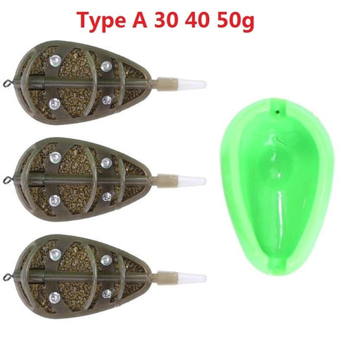 Inline Method Feeder Mould Bait Thrower Bait plumb Set Carp Fishing Bait Holder Tool Outddor Fish Tackle Pesca Iscas Accessories
