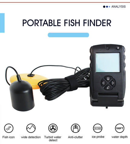 LUCKY Brand Portable 100ft Wired Fish Finders Sonar Sounder Fishing Tools Echo Fishfinder