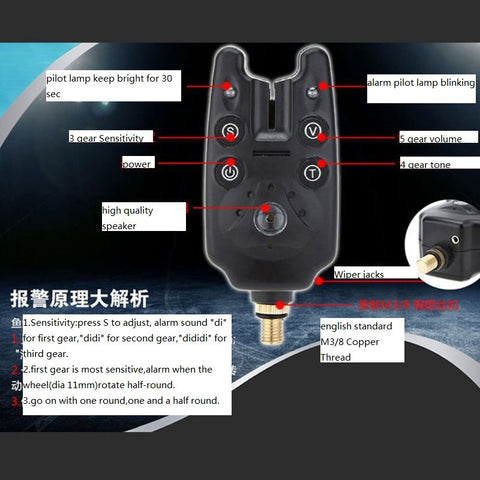 High-tech Fish Bite Alarm 2 LED Tone Volume Sensitivity Waterproof Fishing Equipment Easy fishing tool Adjustable Sound