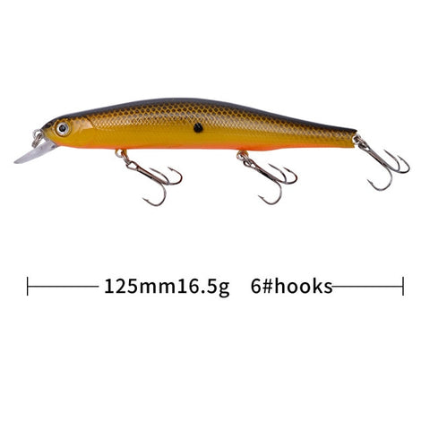 1pcs Fishing Lure Minnow 12.5cm/17.7g Topwater Artificial Bait 3D Eyes Plastic Wobblers Tackle Pesca Far-casting Magnet System