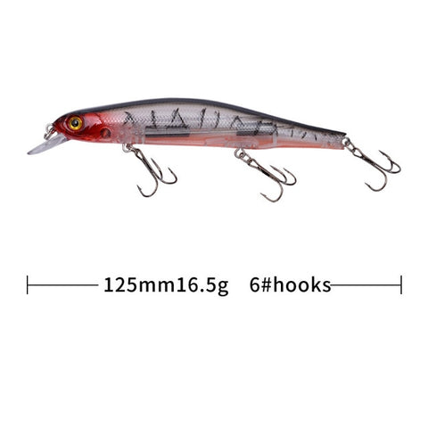 1pcs Fishing Lure Minnow 12.5cm/17.7g Topwater Artificial Bait 3D Eyes Plastic Wobblers Tackle Pesca Far-casting Magnet System
