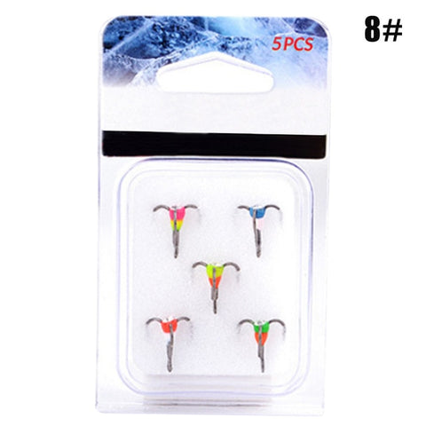 Fishing Hooks Winter Ice Fishing Three-jaw Hook High Carbon Steel Tackle Tools Fishing Accessories 5Pcs/Set Newly 6# 8# 10#