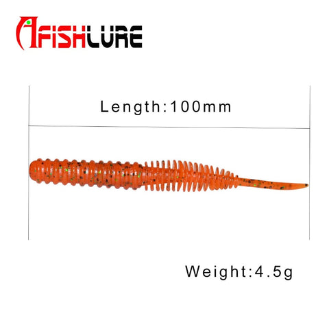 5pcs/lot Soft Lure 100mm 4.5g Plastic Maggot Fishing Bait Esfishing Worms Bass Fishing Lure Artificial Bait Silicone Baits