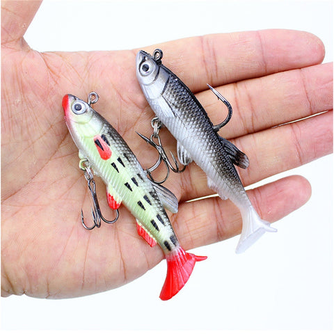 1pcs 14g/80mm Soft Fishing Lures Silicone Lead Head Fish Lifelike Wobbler Worm T-Tail Shad Bait Bass Carp jigging Fishing Tackle