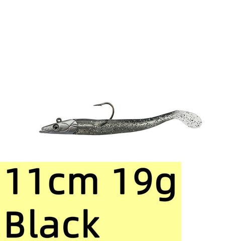 10g 19g 34g Glow Eel Soft señuelo cebo artificial de wobbler lubina de mar de silicona Rockfish Grouper carpa pesca plomo Jig Head Tackle