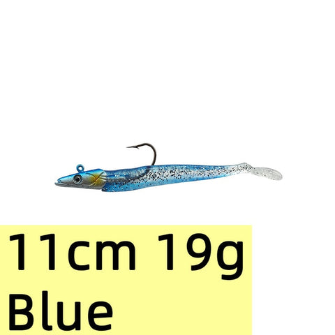 10g 19g 34g Glow Eel Soft señuelo cebo artificial de wobbler lubina de mar de silicona Rockfish Grouper carpa pesca plomo Jig Head Tackle