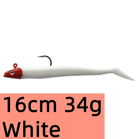 10g 19g 34g Glow Eel Soft señuelo cebo artificial de wobbler lubina de mar de silicona Rockfish Grouper carpa pesca plomo Jig Head Tackle
