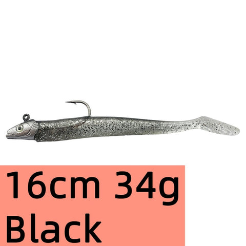 10g 19g 34g Glow Eel Soft señuelo cebo artificial de wobbler lubina de mar de silicona Rockfish Grouper carpa pesca plomo Jig Head Tackle