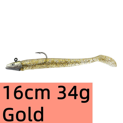 10g 19g 34g Glow Eel Soft señuelo cebo artificial de wobbler lubina de mar de silicona Rockfish Grouper carpa pesca plomo Jig Head Tackle