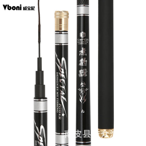 High Quality Super Hard  Powerful hand pole Telescopic Fishing Rod Carbon Fiber freshwater carp fishing3.6m/4.5 m/5.4m/6.3mVboni